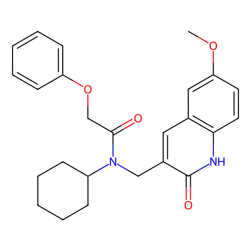 N-cyclohexyl-N-((2-hydroxy-6-methoxyquinolin-3-yl)methyl)-2-phenoxyacetamide structure
