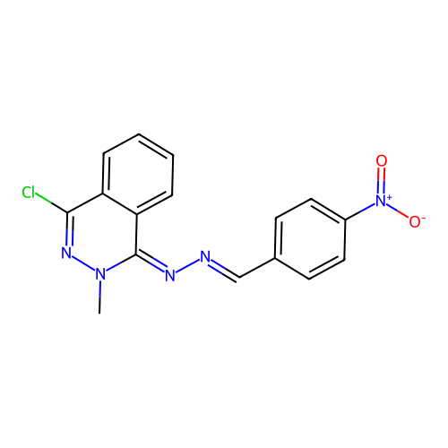Benzaldehyde, 4-nitro-, (4-chloro-2-methyl-1(2H)-phthalazinylidene)hydrazone structure