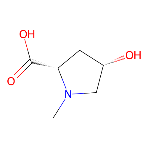 (2S,4S)-4-hydroxy-1-methylpyrrolidine-2-carboxylic acid structure