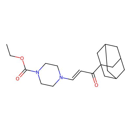 ethyl 4-[(E)-3-(1-adamantyl)-3-oxoprop-1-enyl]piperazine-1-carboxylate structure
