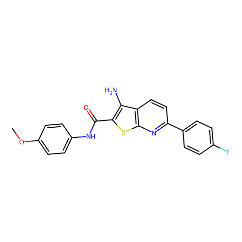3-amino-6-(4-fluorophenyl)-N-(4-methoxyphenyl)thieno[2,3-b]pyridine-2-carboxamide structure