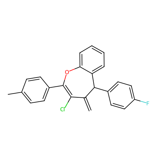 3-chloro-5-(4-fluorophenyl)-4-methylidene-2-(4-methylphenyl)-4,5-dihydro-1-benzoxepine structure