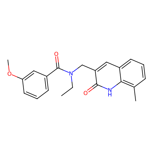 N-ethyl-3-methoxy-N-[(8-methyl-2-oxo-1H-quinolin-3-yl)methyl]benzamide structure