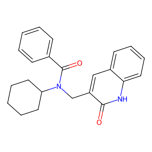 N-cyclohexyl-N-[(2-oxo-1H-quinolin-3-yl)methyl]benzamide structure