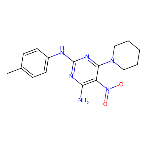 N~2~-(4-methylphenyl)-5-nitro-6-(piperidin-1-yl)pyrimidine-2,4-diamine structure