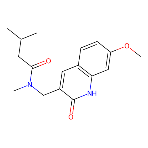 N-[(7-methoxy-2-oxo-1H-quinolin-3-yl)methyl]-N,3-dimethylbutanamide structure