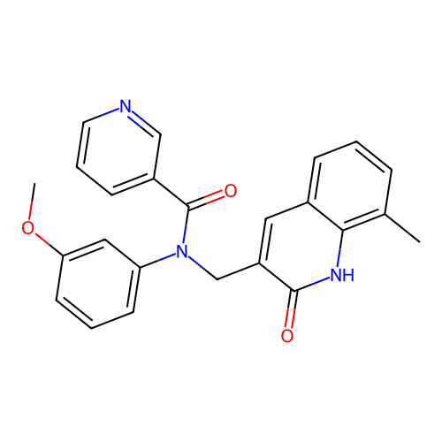 N-(3-methoxyphenyl)-N-[(8-methyl-2-oxo-1H-quinolin-3-yl)methyl]pyridine-3-carboxamide structure