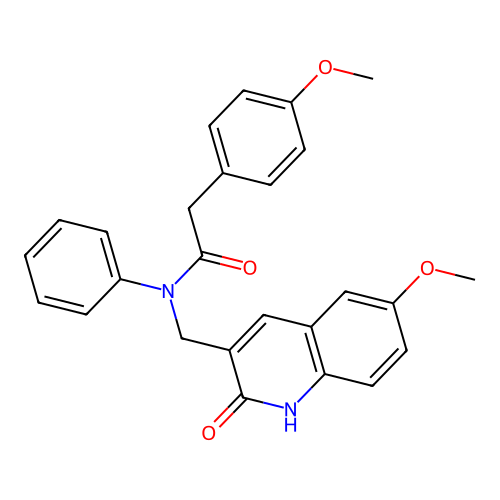 N-((2-hydroxy-6-methoxyquinolin-3-yl)methyl)-2-(4-methoxyphenyl)-N-phenylacetamide structure