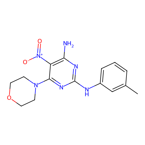 N2-(3-methylphenyl)-6-(4-morpholinyl)-5-nitropyrimidine-2,4-diamine structure