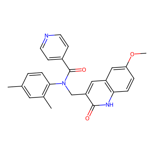 N-(2,4-dimethylphenyl)-N-((2-hydroxy-6-methoxyquinolin-3-yl)methyl)isonicotinamide structure