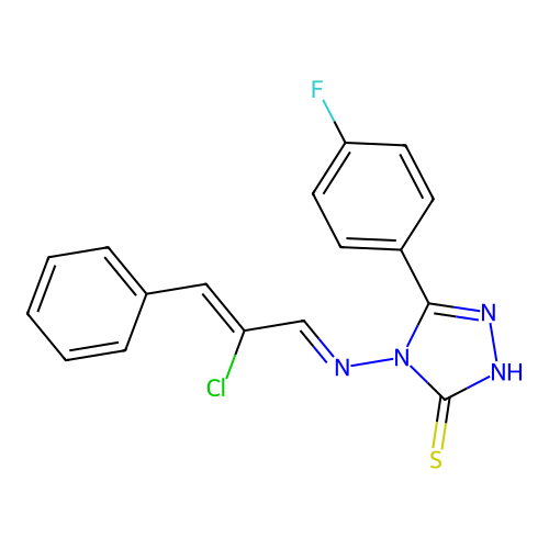 4-((2-CL-3-PH-2-Propenylidene)amino)-5-(4-F-PH)-4H-1,2,4-triazole-3-thiol structure