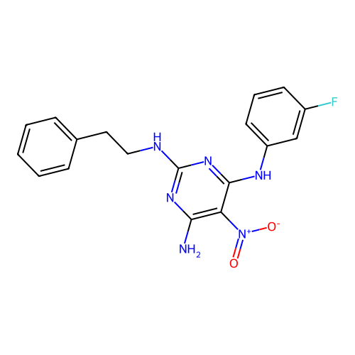 N~4~-(3-fluorophenyl)-5-nitro-N~2~-(2-phenylethyl)pyrimidine-2,4,6-triamine structure