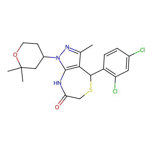 4-(2,4-dichlorophenyl)-1-(2,2-dimethyloxan-4-yl)-3-methyl-2,4-dihydropyrazolo[3,4-e][1,4]thiazepin-7-one structure