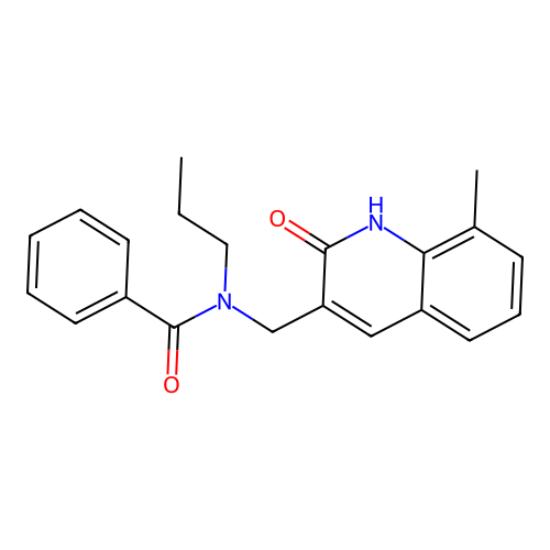 N-[(8-methyl-2-oxo-1H-quinolin-3-yl)methyl]-N-propylbenzamide structure
