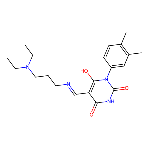 (5E)-5-[[3-(diethylamino)propylamino]methylidene]-1-(3,4-dimethylphenyl)-1,3-diazinane-2,4,6-trione structure