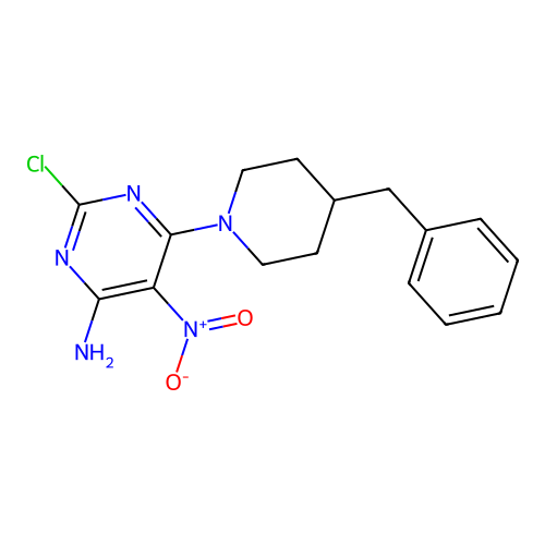6-(4-Benzylpiperidin-1-yl)-2-chloro-5-nitropyrimidin-4-amine structure