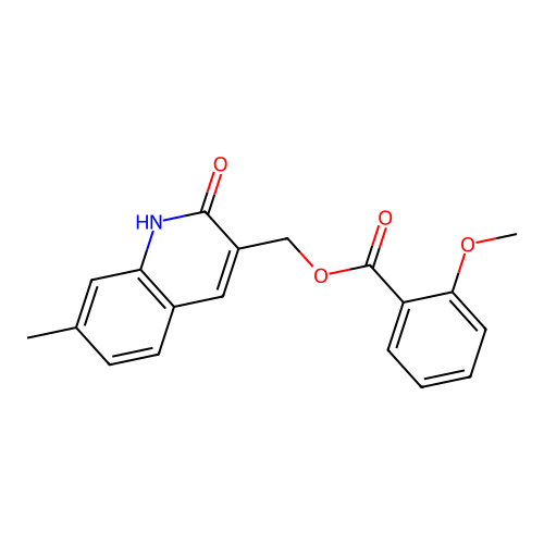 (7-methyl-2-oxo-1H-quinolin-3-yl)methyl 2-methoxybenzoate structure