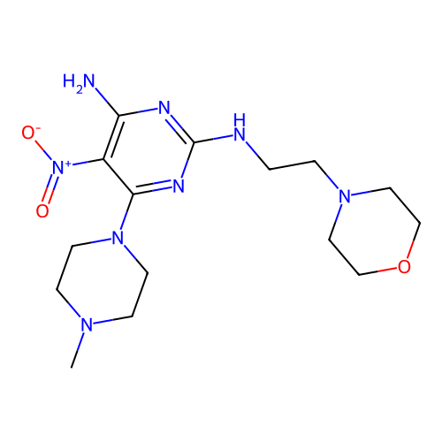 6-(4-methylpiperazin-1-yl)-2-N-(2-morpholin-4-ylethyl)-5-nitropyrimidine-2,4-diamine structure