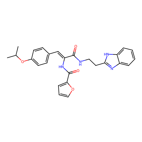 (Z)-N-(3-((2-(1H-benzo[d]imidazol-2-yl)ethyl)amino)-1-(4-isopropoxyphenyl)-3-oxoprop-1-en-2-yl)furan-2-carboxamide structure