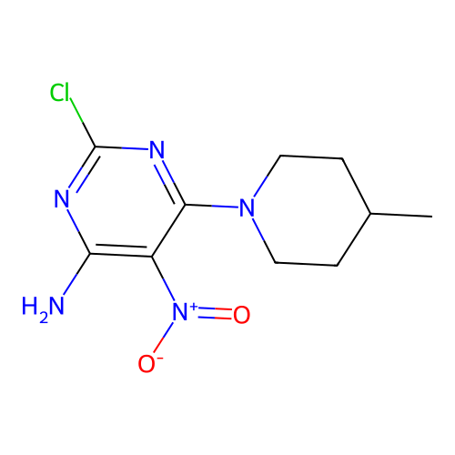 2-Chloro-6-(4-methylpiperidin-1-yl)-5-nitropyrimidin-4-amine structure