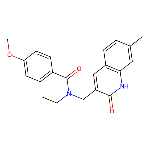 N-ethyl-4-methoxy-N-[(7-methyl-2-oxo-1H-quinolin-3-yl)methyl]benzamide structure
