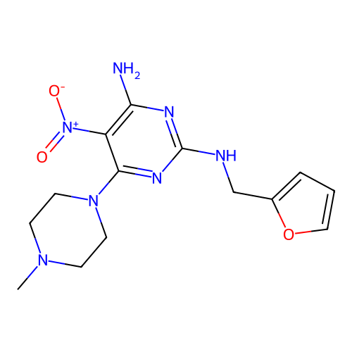 [4-Amino-6-(4-methylpiperazinyl)-5-nitropyrimidin-2-yl](2-furylmethyl)amine structure
