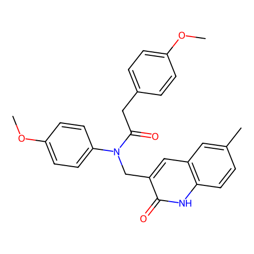 N,2-bis(4-methoxyphenyl)-N-[(6-methyl-2-oxo-1H-quinolin-3-yl)methyl]acetamide structure