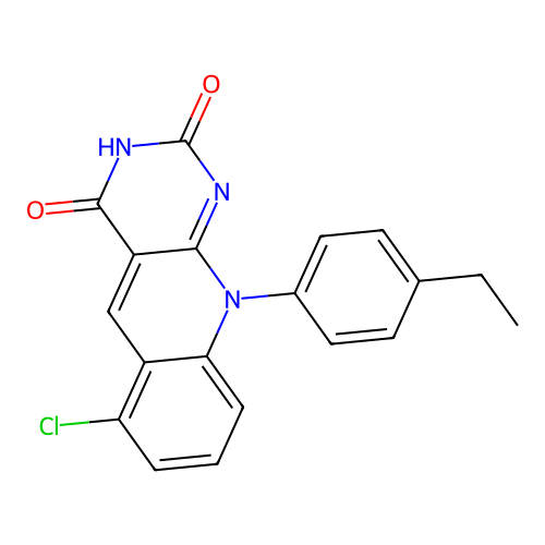 6-chloro-10-(4-ethylphenyl)-4-hydroxypyrimido[4,5-b]quinolin-2(10H)-one structure