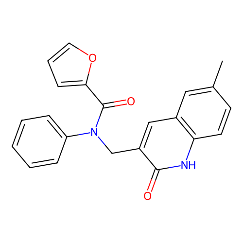 N-[(6-methyl-2-oxo-1H-quinolin-3-yl)methyl]-N-phenylfuran-2-carboxamide structure