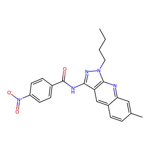 N-(1-butyl-7-methyl-1H-pyrazolo[3,4-b]quinolin-3-yl)-4-nitrobenzamide structure