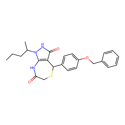 1-pentan-2-yl-4-(4-phenylmethoxyphenyl)-4,8-dihydro-2H-pyrazolo[3,4-e][1,4]thiazepine-3,7-dione structure