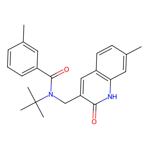 N-tert-butyl-3-methyl-N-[(7-methyl-2-oxo-1H-quinolin-3-yl)methyl]benzamide structure