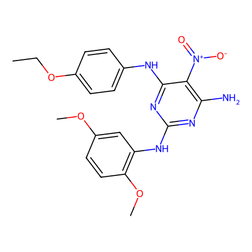 2-N-(2,5-dimethoxyphenyl)-4-N-(4-ethoxyphenyl)-5-nitropyrimidine-2,4,6-triamine structure