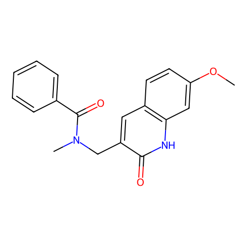 N-[(7-methoxy-2-oxo-1H-quinolin-3-yl)methyl]-N-methylbenzamide structure