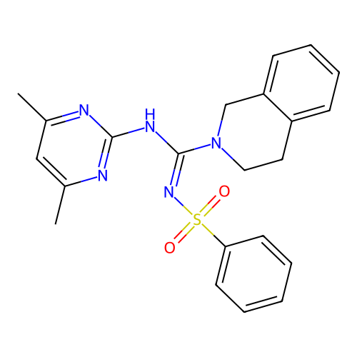 N-(4,6-dimethylpyrimidin-2-yl)-N'-(phenylsulfonyl)-3,4-dihydroisoquinoline-2(1H)-carboximidamide structure