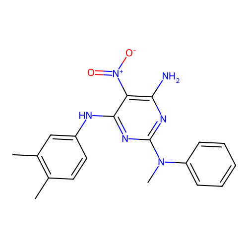 {4-Amino-6-[(3,4-dimethylphenyl)amino]-5-nitropyrimidin-2-yl}methylphenylamine structure