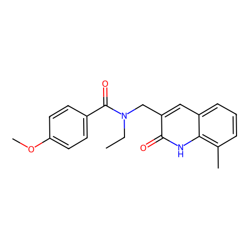N-ethyl-4-methoxy-N-[(8-methyl-2-oxo-1H-quinolin-3-yl)methyl]benzamide structure
