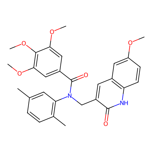N-(2,5-dimethylphenyl)-3,4,5-trimethoxy-N-[(6-methoxy-2-oxo-1H-quinolin-3-yl)methyl]benzamide structure