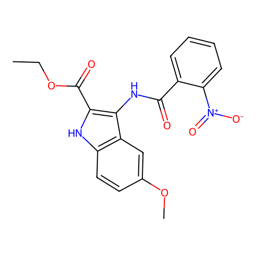 ethyl 5-methoxy-3-{[(2-nitrophenyl)carbonyl]amino}-1H-indole-2-carboxylate structure