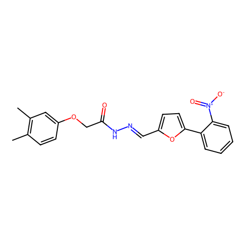 2-(3,4-dimethylphenoxy)-N'-{(E)-[5-(2-nitrophenyl)furan-2-yl]methylidene}acetohydrazide structure
