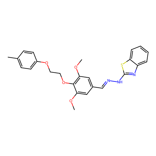 (E)-2-(2-(3,5-dimethoxy-4-(2-(p-tolyloxy)ethoxy)benzylidene)hydrazinyl)benzo[d]thiazole structure