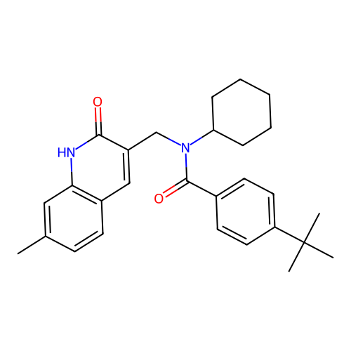 4-tert-butyl-N-cyclohexyl-N-[(7-methyl-2-oxo-1H-quinolin-3-yl)methyl]benzamide structure
