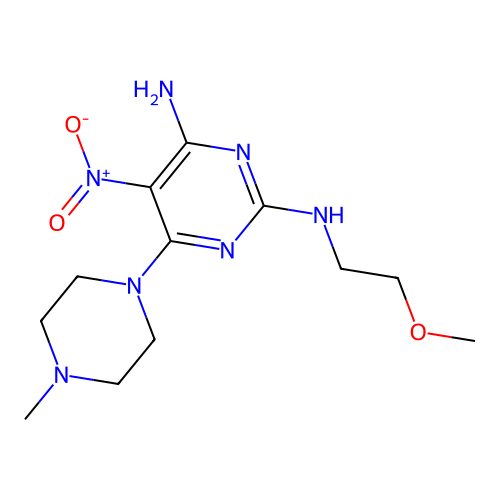 [4-Amino-6-(4-methylpiperazinyl)-5-nitropyrimidin-2-yl](2-methoxyethyl)amine structure