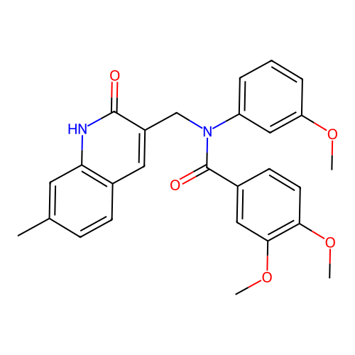 3,4-dimethoxy-N-(3-methoxyphenyl)-N-[(7-methyl-2-oxo-1H-quinolin-3-yl)methyl]benzamide structure