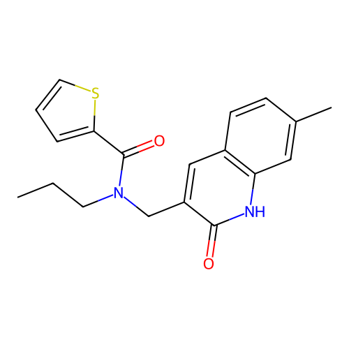 N-[(7-methyl-2-oxo-1H-quinolin-3-yl)methyl]-N-propylthiophene-2-carboxamide structure