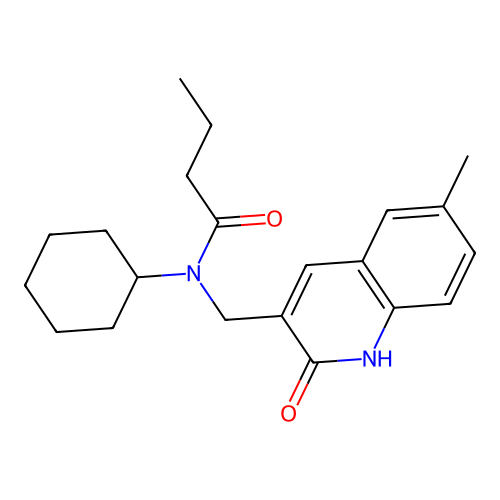 N-cyclohexyl-N-[(6-methyl-2-oxo-1H-quinolin-3-yl)methyl]butanamide structure