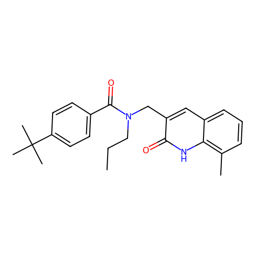 4-tert-butyl-N-[(8-methyl-2-oxo-1H-quinolin-3-yl)methyl]-N-propylbenzamide structure