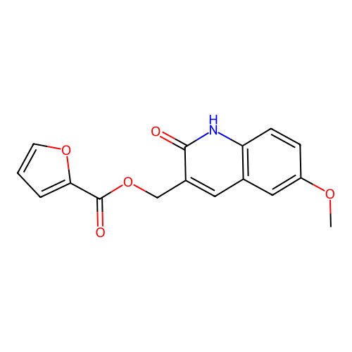 (6-methoxy-2-oxo-1H-quinolin-3-yl)methyl furan-2-carboxylate structure