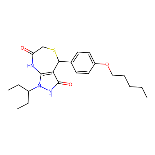 1-pentan-3-yl-4-(4-pentoxyphenyl)-4,8-dihydro-2H-pyrazolo[3,4-e][1,4]thiazepine-3,7-dione structure