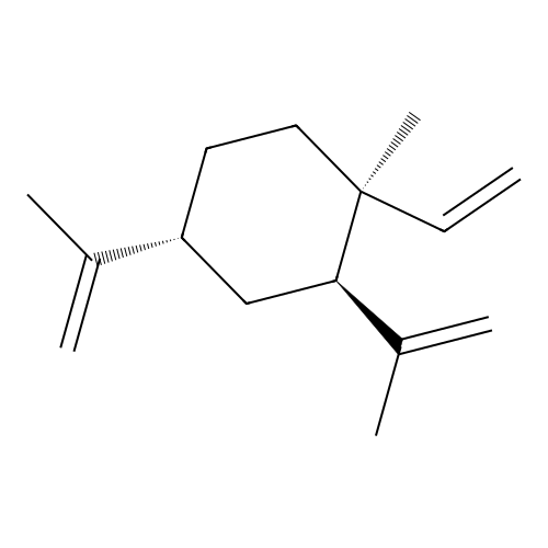(1S,2R,4R)-1-ethenyl-1-methyl-2,4-bis(prop-1-en-2-yl)cyclohexane structure